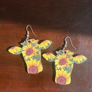 Sunflower Cow Earrings